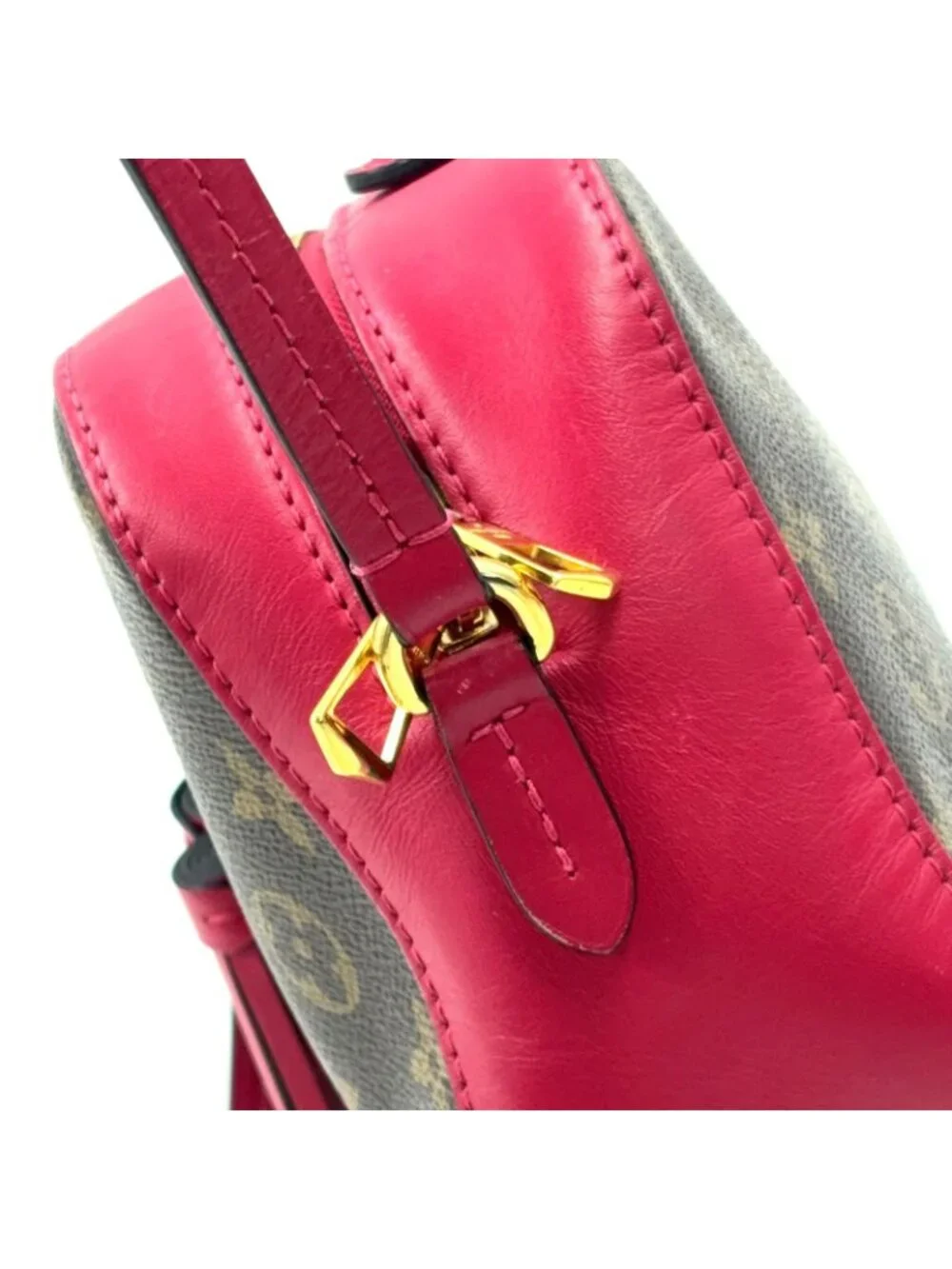 Louis Vuitton Saintonge Monogram Freesia Leather Pink Brown Shoulder Bag Gold